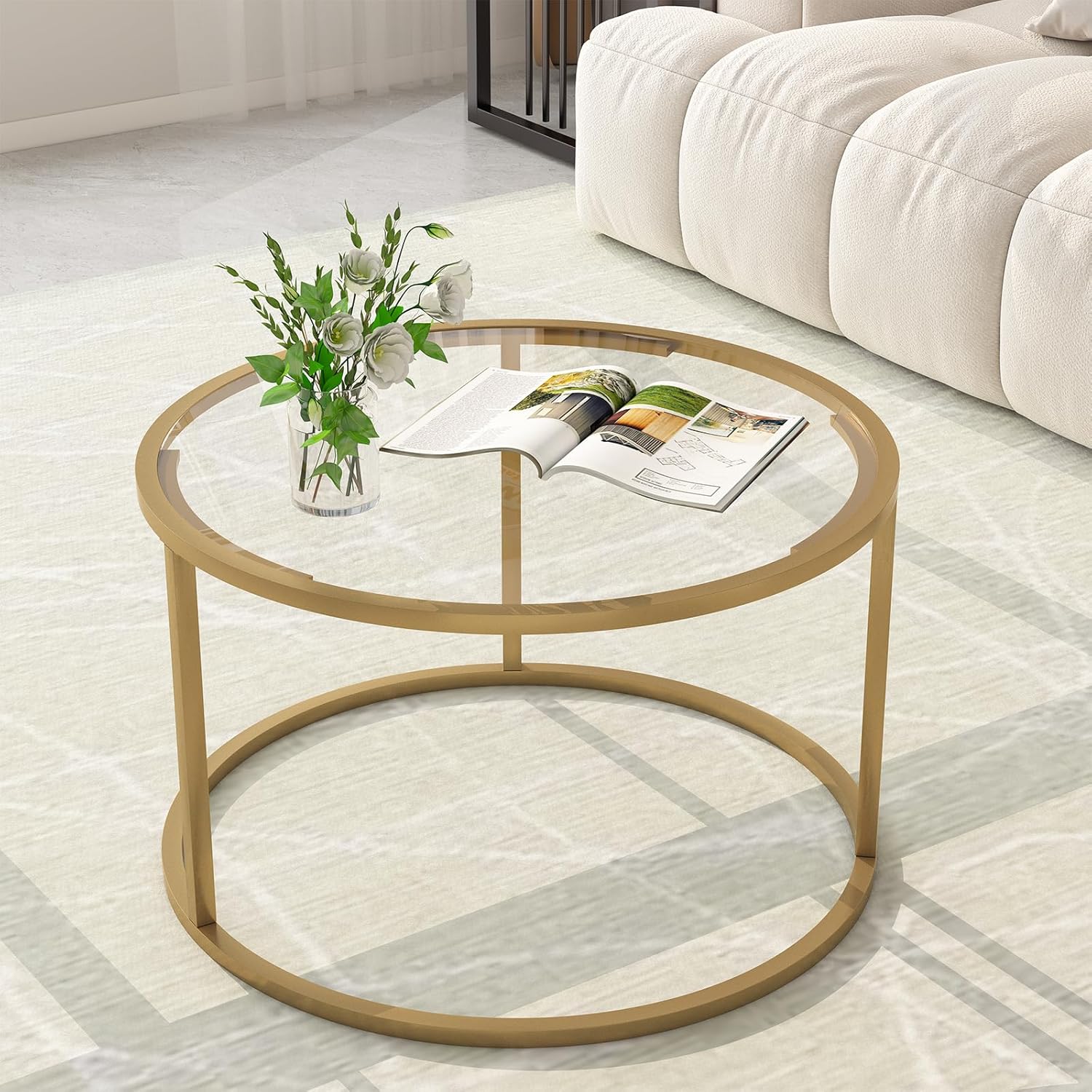 Glass Coffee Table Round Gold Coffee Table For Small Space 27 Modern