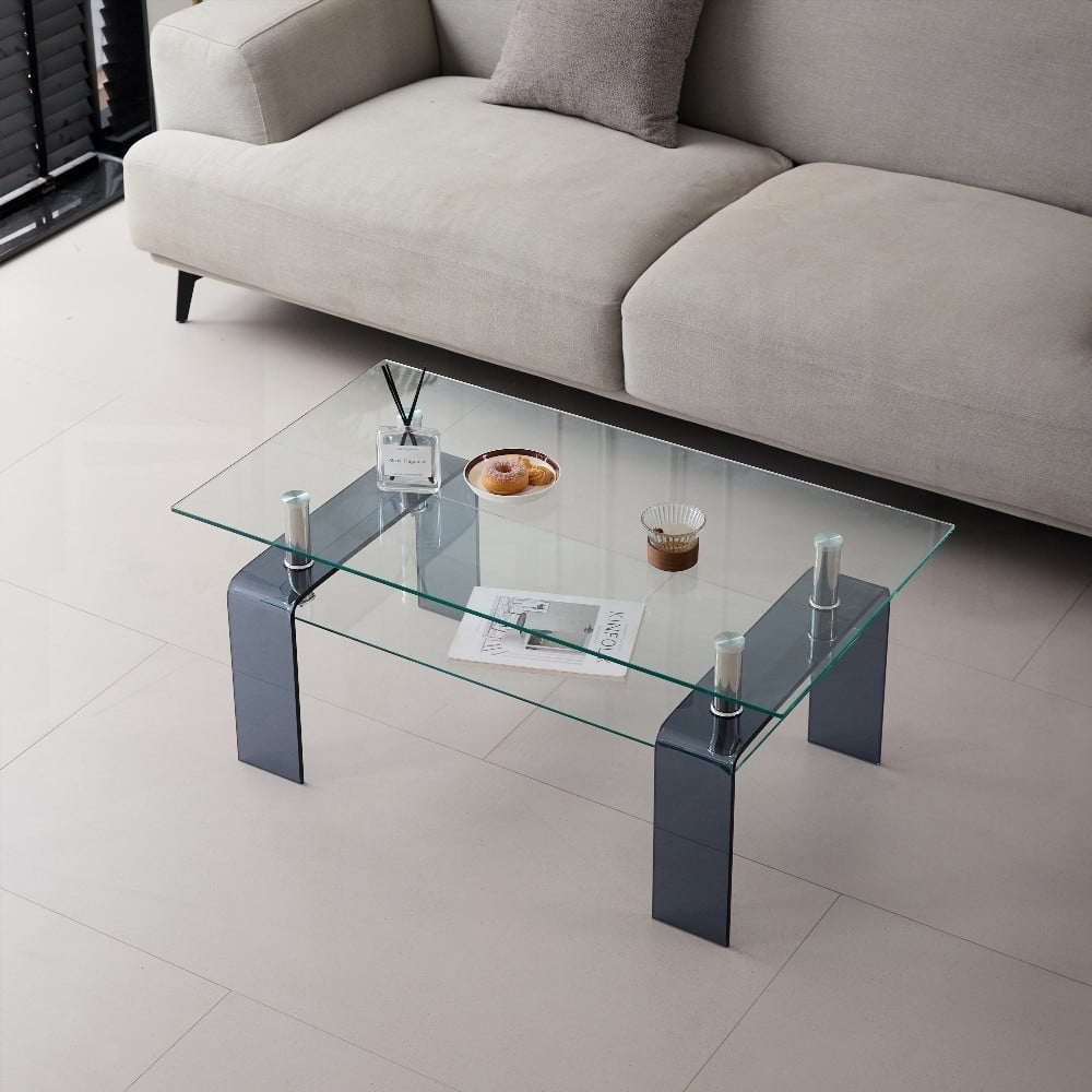 【あーき】X-base Smoked Glass Table X-Base Tables - Norix
