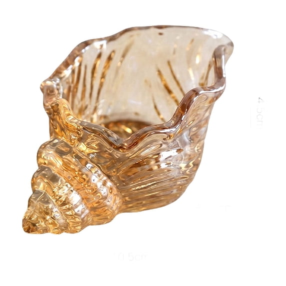 Glass Conch Shell Trinket Tray, Coastal Ocean Style Decorative Storage Dish for Tabletop Vanity Catchall, Seaside Home Decor Ornament Accessory for Bathroom Bedroom Living Room