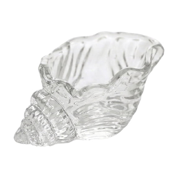 Glass Conch Shell Trinket Tray, Coastal Ocean Style Decorative Storage Dish for Tabletop Vanity Catchall, Seaside Home Decor Ornament Accessory for Bathroom Bedroom Living Room