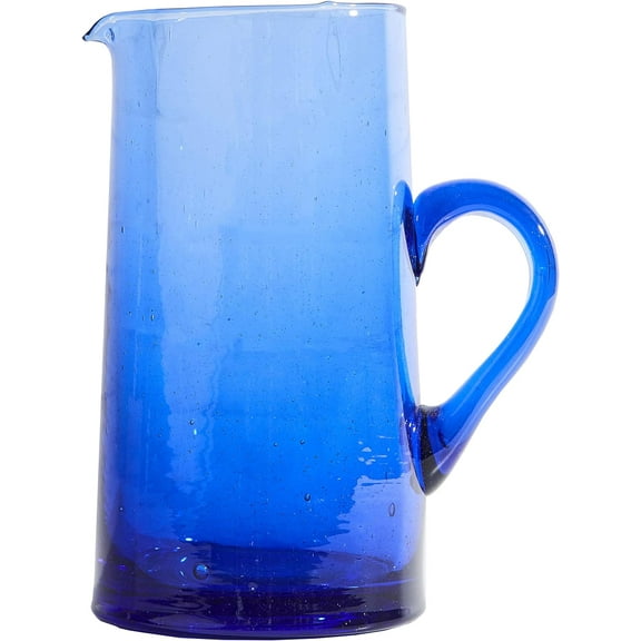 Glass Cone Jug by   | Handblown Water Pitcher, Blue| 36 Fl. Oz.