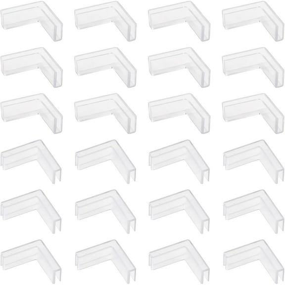 Glass Connector, 24Pcs Plastic L Shaped Glass Connectors Transparent 90 Degree Glass Clamps Rimless Clip Holder for Fixing or DIY Fish Tank, Glass Acrylic Display Cabinet