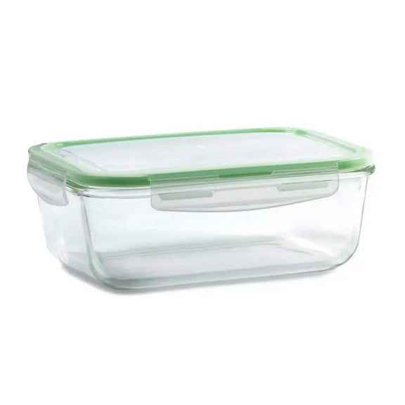 Glass Container Rectangular Green 6.3 cup
