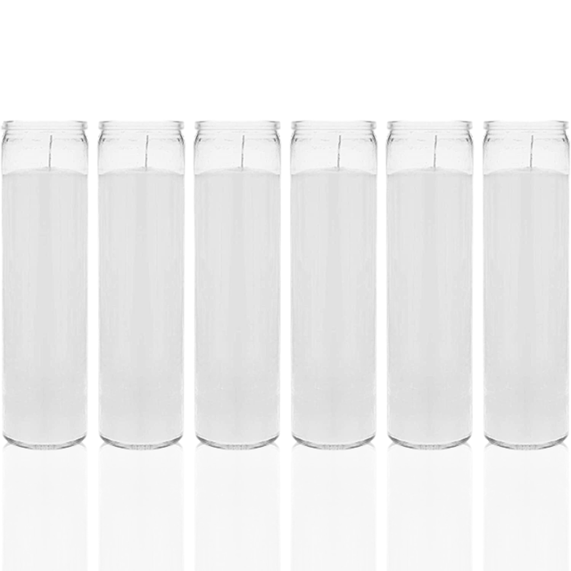 Glass Container Candles, Unscented White Devotional Candles, Premium