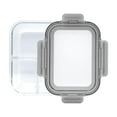 thumbnail image 1 of JUST COOK 3-Compartment Rectangular Glass Food Storage Container with Expandable Lid, Light Gray, 1 of 4