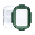 thumbnail image 1 of JUST COOK 3-Compartment Rectangular Glass Food Storage Container with Expandable Lid, Sage, 1 of 4
