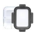 thumbnail image 1 of JUST COOK 3-Compartment Rectangular Glass Food Storage Container with Expandable Lid, Silver Blue, 1 of 4