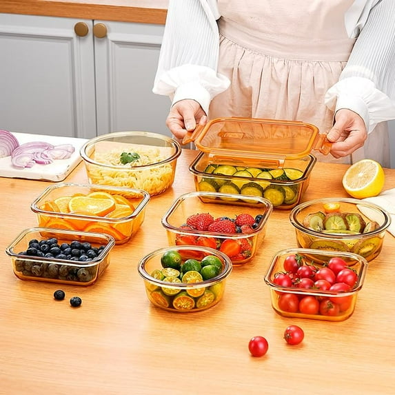 Glass Containers for Food Storage with Airtight Lids, 8-Piece Set ...