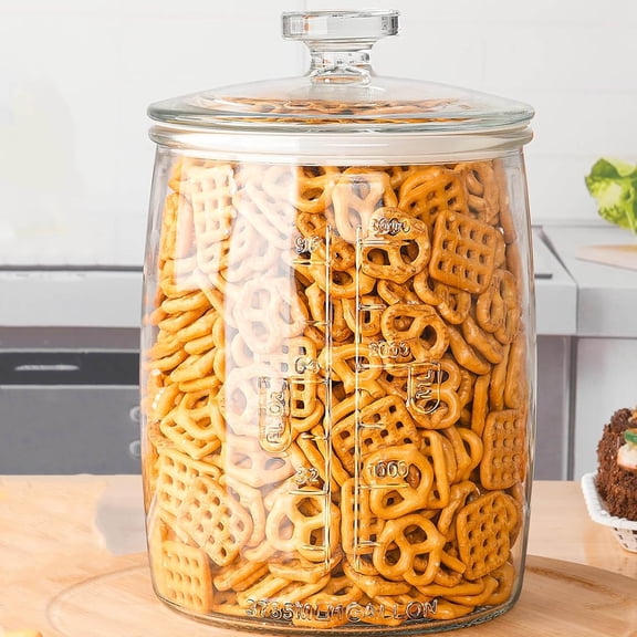 Glass Cookie Jar with Airtight Lid, Food Storage Container for Cookies, Candy, Flour, Dog Treats, Coffee, Pantry Storage