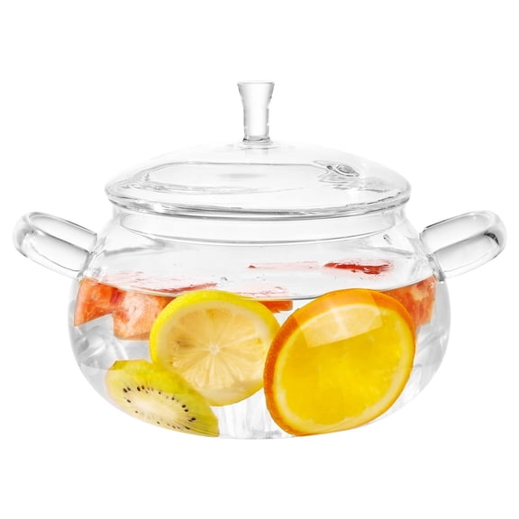 Glass Cooking Pot,83oz/2500ml Clear Glass Pots for Cooking on Stove with Lid, Large Saucepan Cookware Set for Pasta Noodle, Soup, Milk