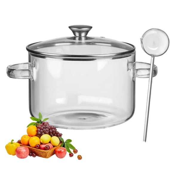 Glass Cooking Pot,Borosilicate Glass Saucepan with Double Handles, Cookware Simmer Stew Pot for Soup, Milk, Sauce, Pasta, Noodle
