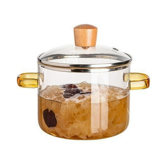 Glass Cooking Pot,Glass Cooking Pot with Lid, 1.6L Clear Glass Simmer Pot Microwavable Resistant Heat Cookwa Glass Pot Glass Q6J8