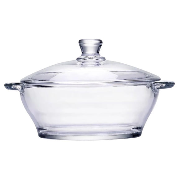 Glass Cooking Pot, Glass Soup Pot Large Capacity Amber Steamer Microwave Heat-Resistant Multifunctional Glass Household Transparent for Soup