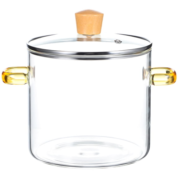 Glass Cooking Pot Glass Stovetop Pot Clear Simmer Pot Glass Cookware Glass Saucepan 2300ml