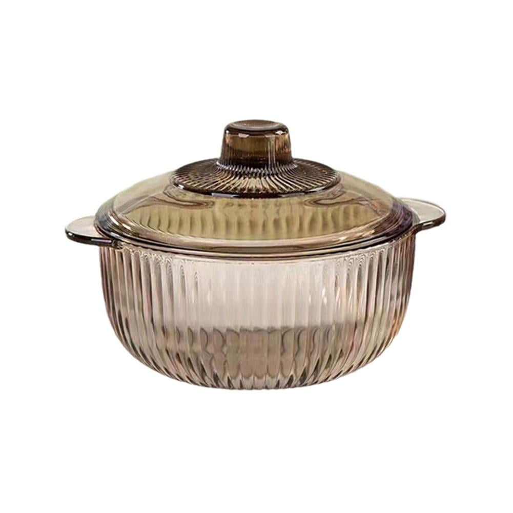 Glass Cooking Pot Heat Resistant Borosilicate Glass Cookware Stovetop Pot Set R6 F8O0