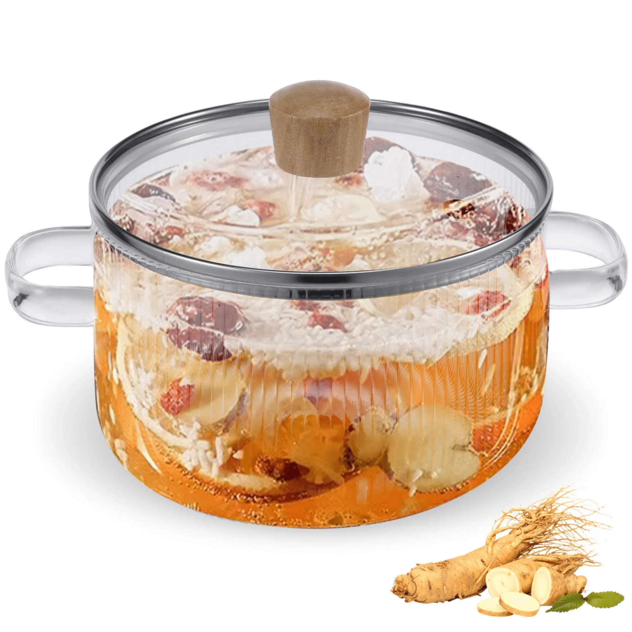 DOITOOL Glass Cooking Pot With Lid - 1900ML Clear Saucepan For Stovetop & Oven Cooking