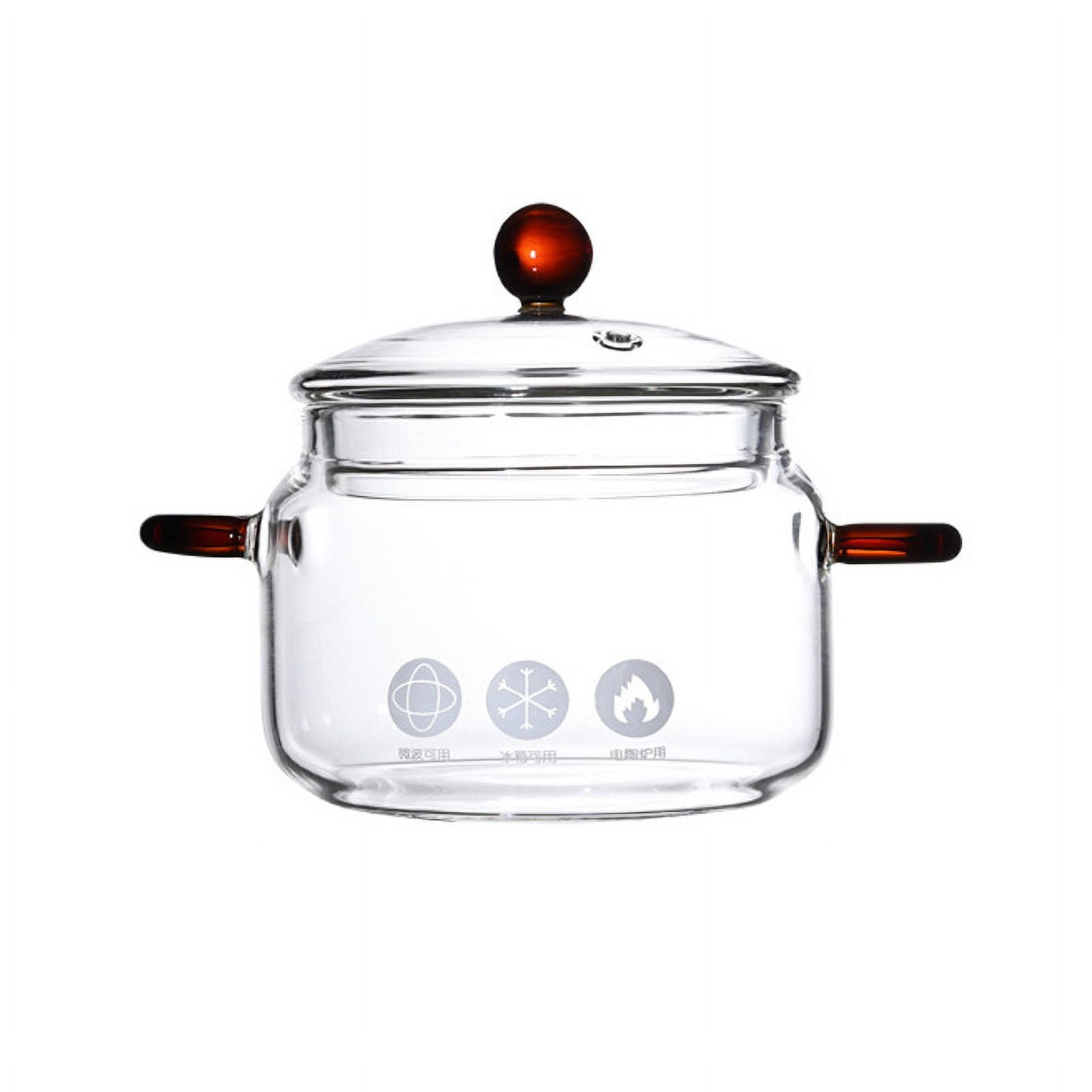 Glass Cooking Pot with Lid Heat Resistant Glass Saucepan Borosilicate