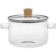 thumbnail image 1 of Glass Cooking Pot with Lid and Wooden Handle, 1350ml-1800ml Heat Resistant Borosilicate Glass Simmer Pot for Stove, 1 of 8