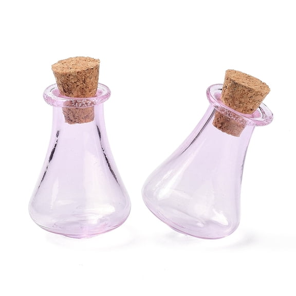 Glass Cork Bottles Glass Empty Wishing Bottles DIY Vials for Home Decorations Plum 17x27mm Glass