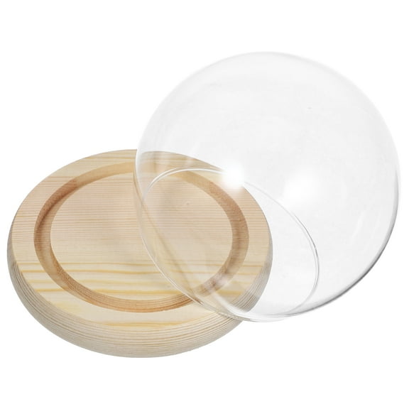 Glass Cover Glass Domes Dome Glass Cake Cloche Dome Glass Wood 12.00X10.00X10.00CM