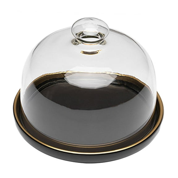 Glass Cover Serving Tray Cloche Dome Bamboo Cheese Board Storage Cake Stand Fruit Display Glass Cover Dinnerware Centerpiece - 116mm