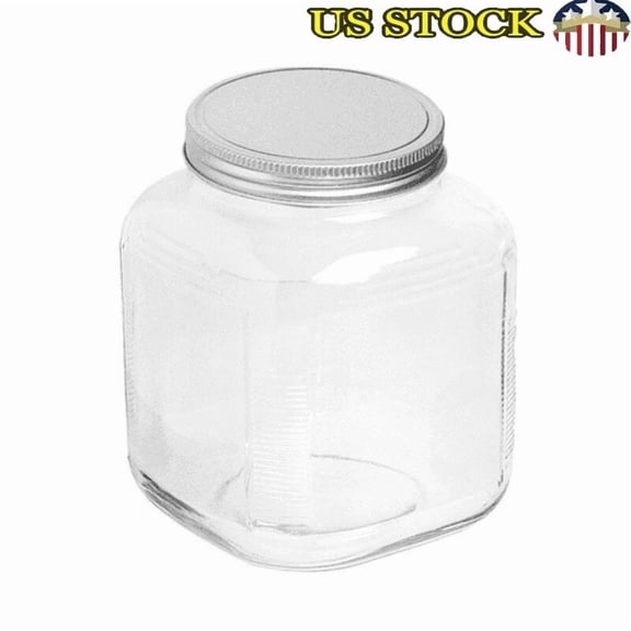 Glass Cracker Jar W/ Lid 1 Gallon Food Storage Container Pantry Kitchen Durable