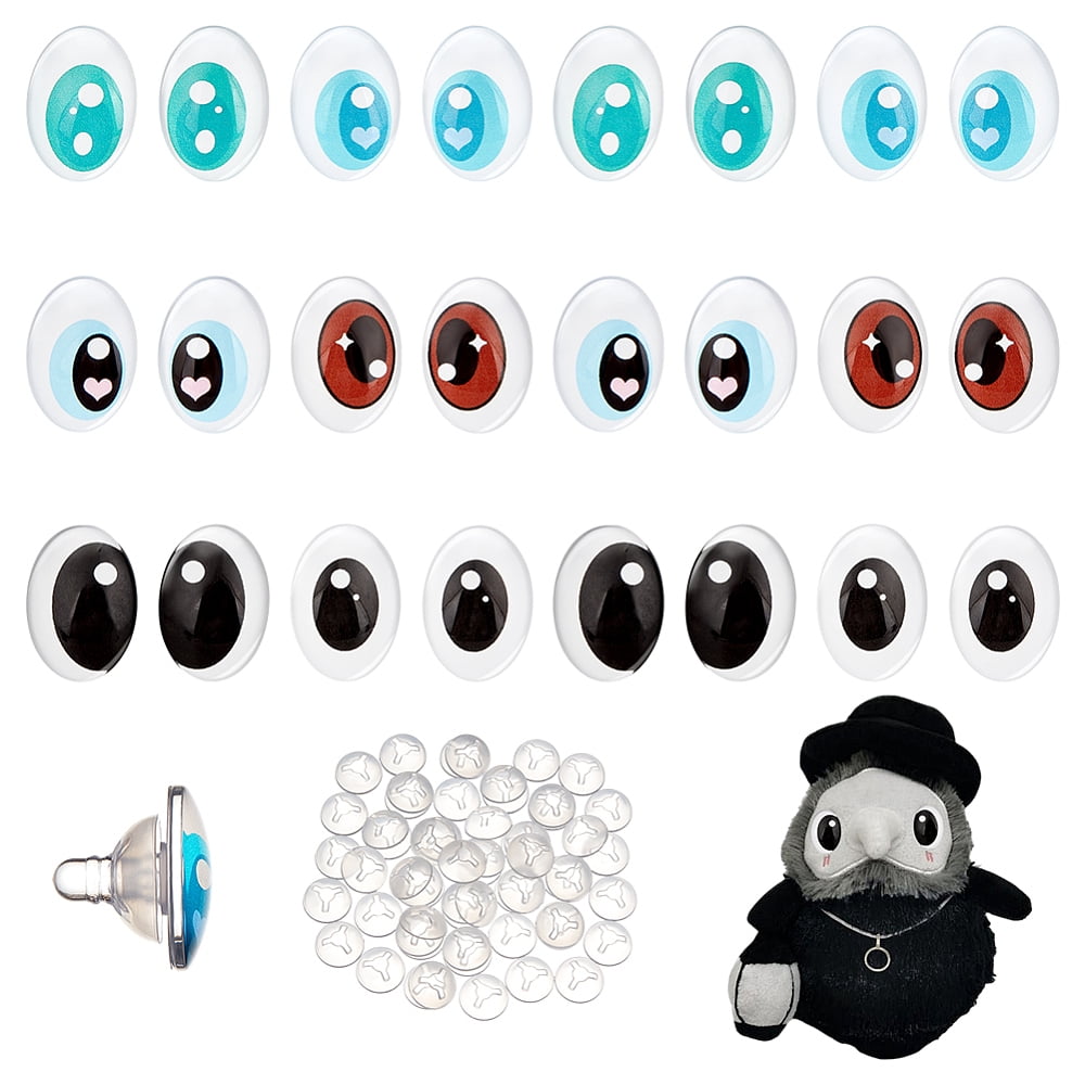 Glass Craft Eyes Safety Eyes with Spacer Oval Mixed Color 18x25x21mm 24pcs/set