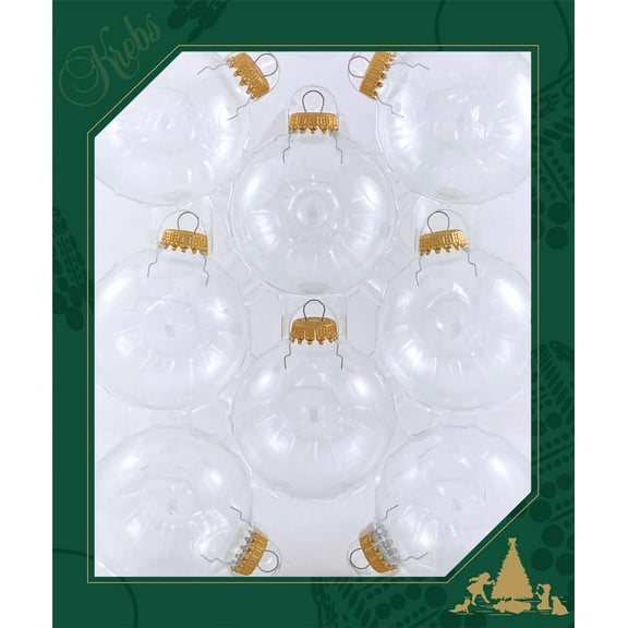 Glass Crafting Christmas Tree Ornaments - Designer DIY Balls from Christmas By Krebs (Clear with Gold Caps-8 Pieces, 2 5/8 inch (67mm))