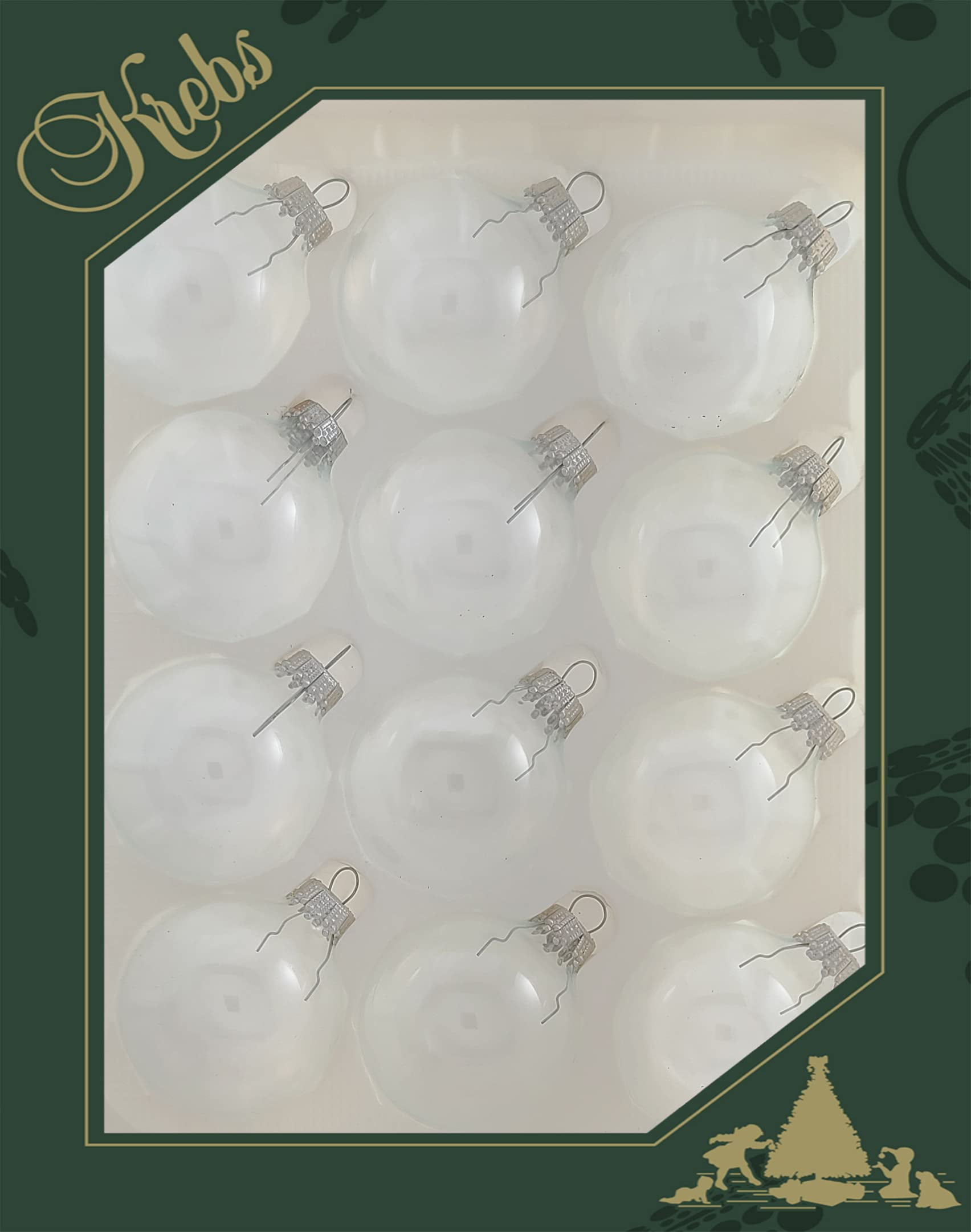 Clear Glass Christmas Ornaments Set with Silver Caps