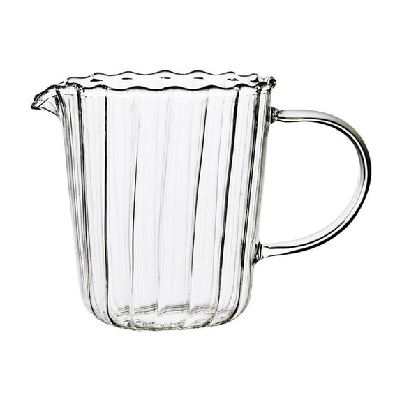 Glass Creamer Pitcher, Small Glass Pitcher, Wave Shaped Milk Container for Coffee and Tea, Small Serving Pitcher for Breakfast, Mini Milk Jug for Home Bar, Restaurants & Parties