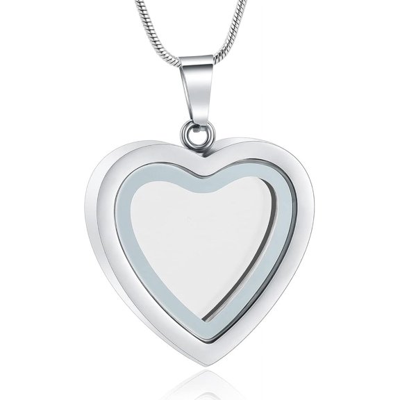 Glass Cremation Jewelry Glass Heart Urn Necklace for Ashes Clear Urn Necklace Stainless Steel Memorial Keepsake Urn Ashes Urn Ashes Pendant