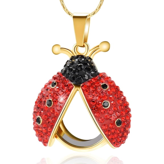 Glass Cremation Jewelry Ladybug Urn Necklace for Ashes Cremation Ash Jewelry Urn Necklace for Women Keepsake Memorial Pendant Jewelry