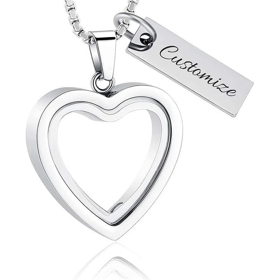 Glass Cremation Jewelry Necklace for Ashes Heart Memorial Lockets for Ashes Stainless Steel Keepsake Urn Ashes Pendants
