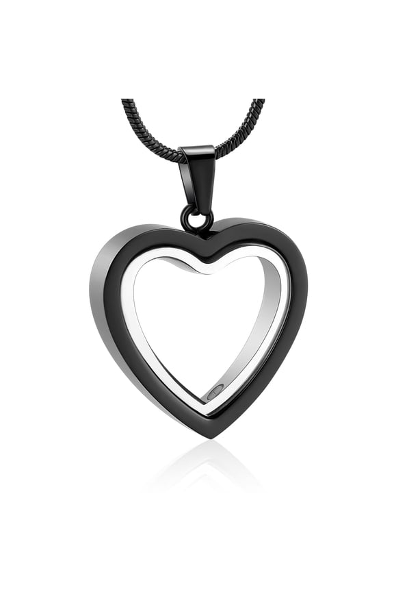 Glass Heart Urn Necklace for Ashes for Women Men Stainless Steel Cremation Jewelry Memorial Lockets Keepsake Pendant for Ash Holder
