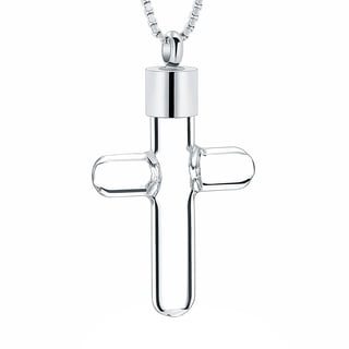 Glass Cross Urn Pendant  Necklace for Cremation Ashes  Holder Memorial Jewelry
