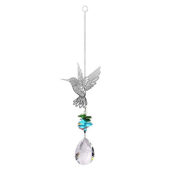 Glass Crystal Flower Prism Rainbow Maker Hummingbird Hanging Window Sun Catcher for Gift