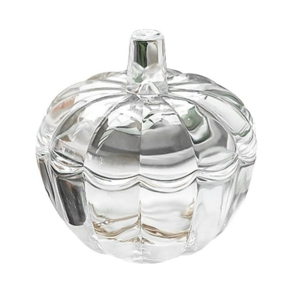 Glass Crystal Pumpkin Candy Jar Halloween Candy Bowl Pumpkin Jars With Lids Pumpkin Jar With Cover Transparent Glass Snack Candy Dish With Lid For Halloween Home Wedding Decor(Clear,3.94x3.94")
