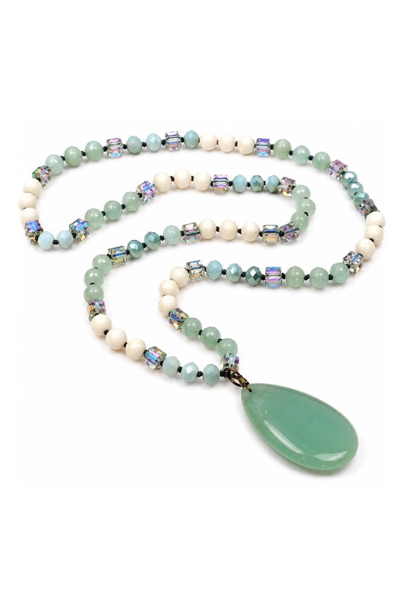 Glass Crystal Teardrop Round Quartz Jasper Beaded Smooth Polished Squa Gemstone Green Aventurine N95