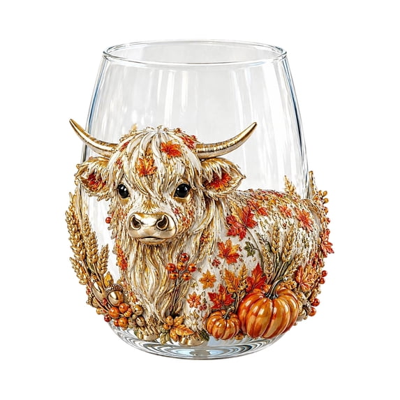 Glass Cup Cow Stemless Glasses Styles Seasonal Print Tumbler Cups Fall Halloween Christmas Floral Decorative Cute Lover Holiday Drinking Glass 2D for Party Home Decor