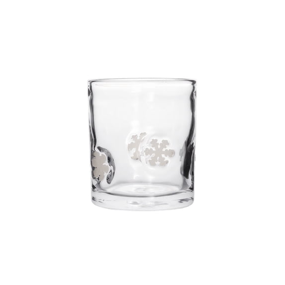 Glass Cup Hand Embossed Snowflake Decorated Clear Tumbler 9.0 oz Single Pack for Christmas Party Daily Drinking Holiday Home Tabletop Decor Ideal Festive Gift for Family Friends