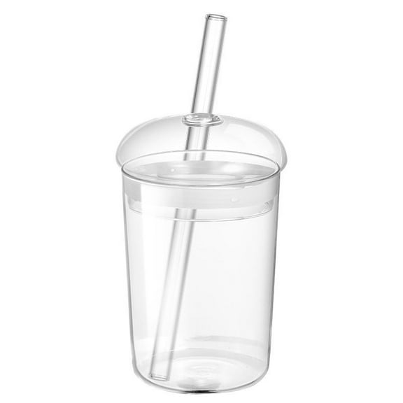 Glass Cup with Lid and Straw, 16.9oz Iced Coffee Cups with Lids, Glass Tumbler with Dome Lid, Glass Tumbler with Straw, Drinking Glasses for Smoothies Juice