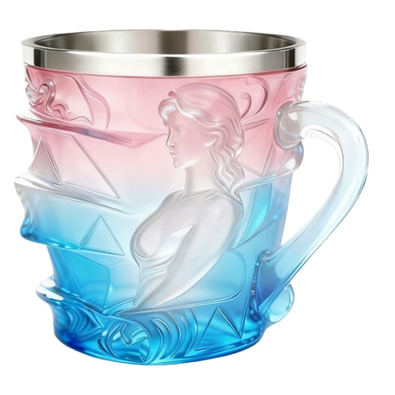 Glass Cup with Rainbow Patterns Used for Decorating Vases, Artistic Iridescent Drinkware for Coffee Tea, Unique Gift for Art Lovers, Home Décor Enthusiasts, 200Ml Glass Book Mug