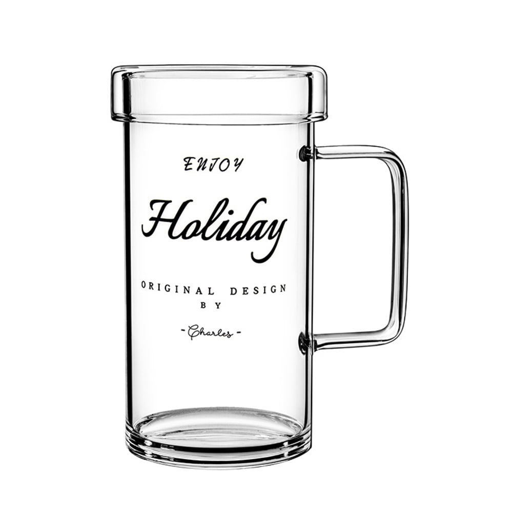 Glass Cups, 24oz Coffee Cups with Glass Lids Coffee Mugs Clear Tumbler ...
