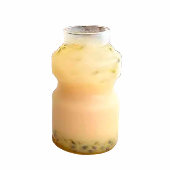 Glass Cups, Heat Resistance Drinking Glasses Ice Coffee Bottle Glasses Fruit Juice Cup Water Glass Great for Soda Cocktail Beer Whiskey 440ml (Single Cup)