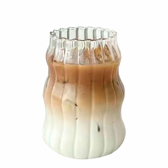 Glass Cups, Vertical Screw Onion Shape Drinking Glasses Ice Coffee Bottle Glasses Fruit Juice Cup Water Glass Great for Soda Cocktail Beer Whiskey (530ml)