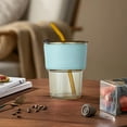 thumbnail image 1 of Glass Cups Water Bottles With Straw And Lid Iced Coffee Glasses Tumbler Iced Coffee Mug Insulated Glass Cup With Silicone Sleeve, 1 of 6