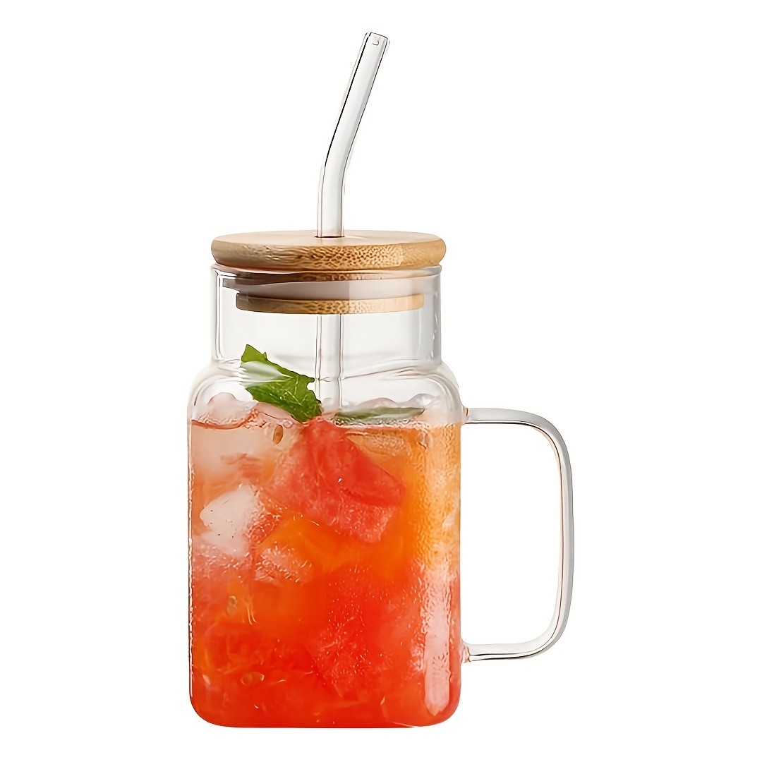 Glass Cups with Bamboo Lids, Borosilicate Glass, 18oz, 1 Pcs - Walmart.com