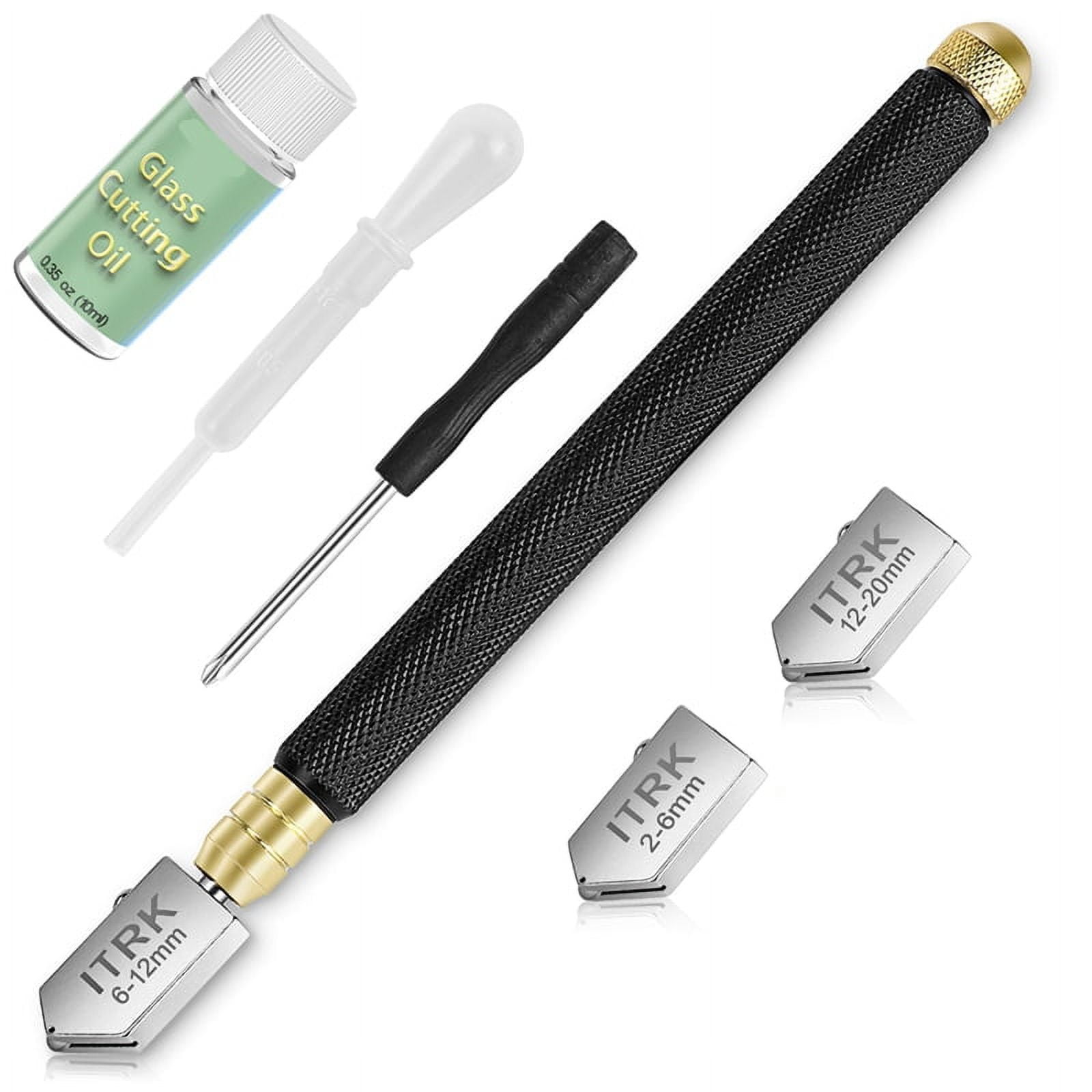 Glass Cutter 2mm-20mm \u0026 Glass Cutting Oil, Upgrade Glass Cutting Tool, Carbide Tip Glass Cutter for Mirror/Tiles/Mosaic