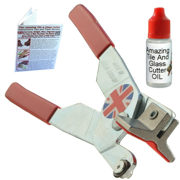 Glass Cutter For Thick Glass Left-Handed Window Glass Cutter or Glass Tile Cutting Tool With Glass Cutting Tool Oil The Amazing Glass Cutter Tool Beginner Or Pro UK Made For Cutting Glass Sheet 1-21mm
