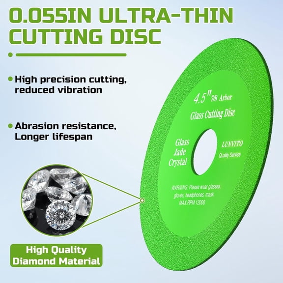 Glass Cutting Disc 10 Pcs Diamond Blades for Angle Grinder 4-1/2" x 7/8" Tile Blade